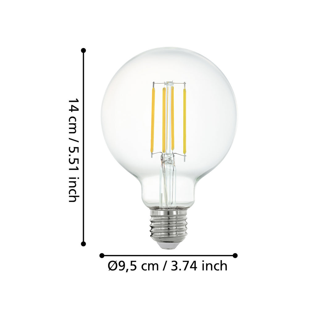 Detalj av LED-globepære E27 G95 smart filament 6W 2700K klar