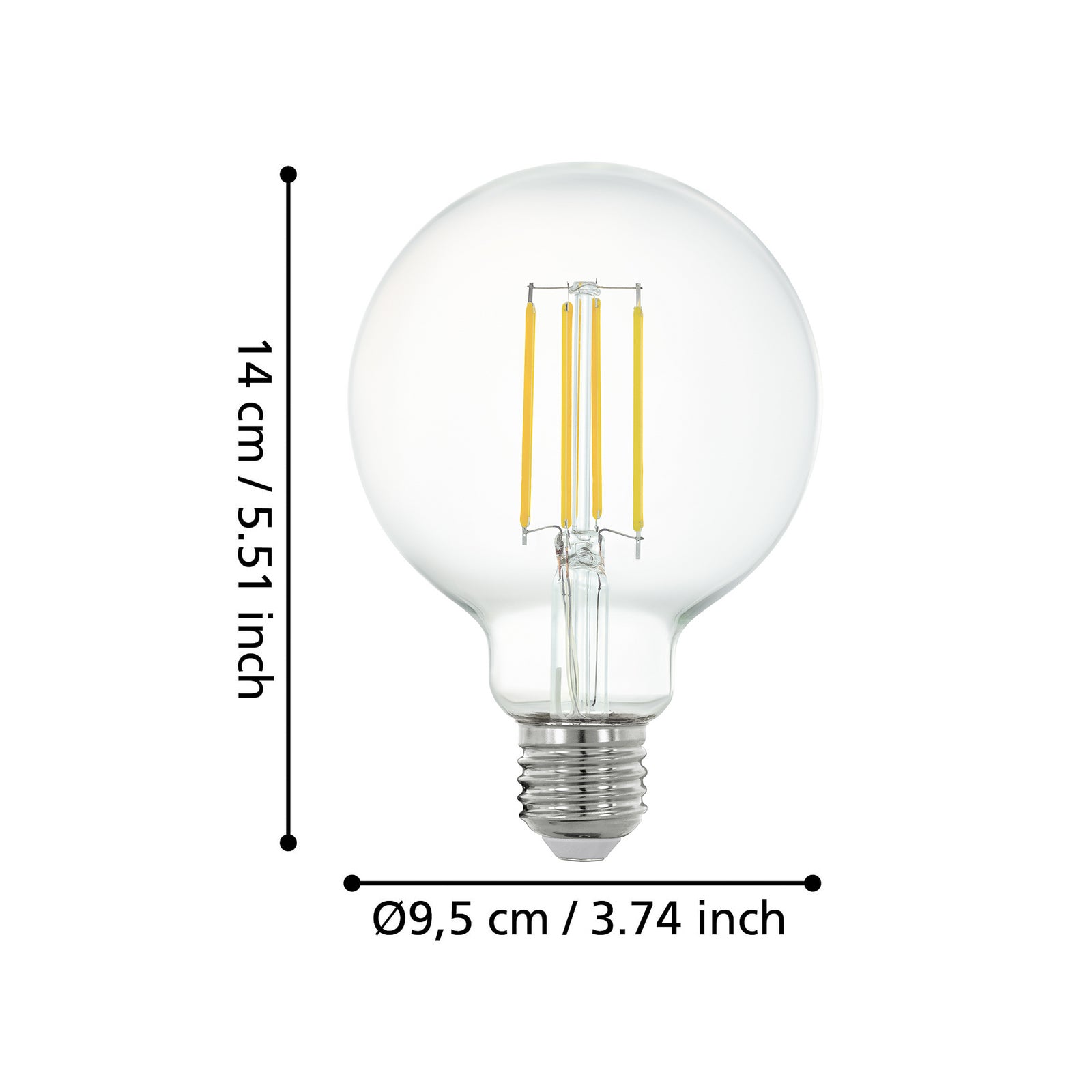 Detalj av LED-globepære E27 G95 smart filament 6W 2700K klar