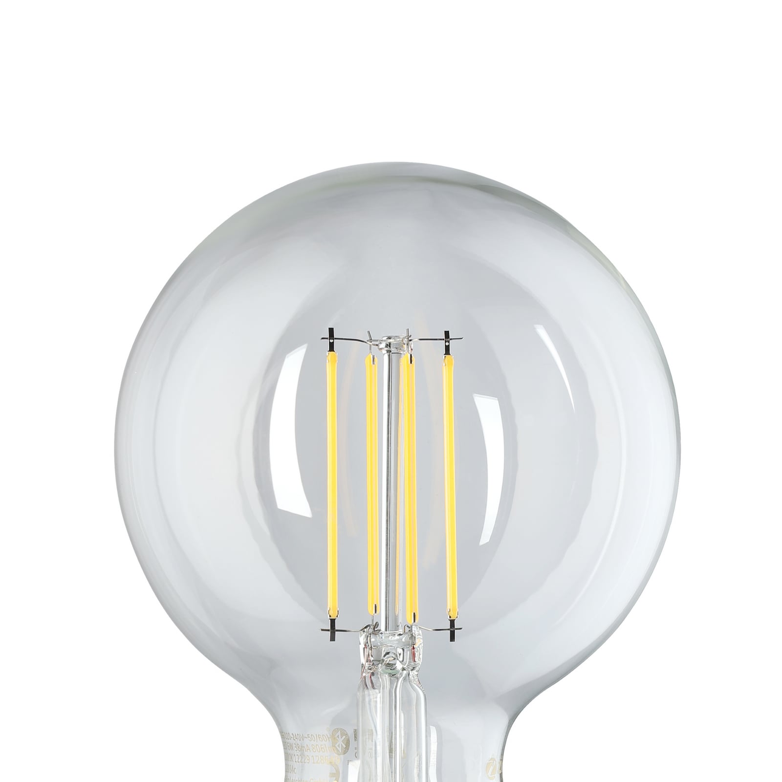 Nærbilde av LED-globepære E27 G95 smart filament 6W 2700K klar filament