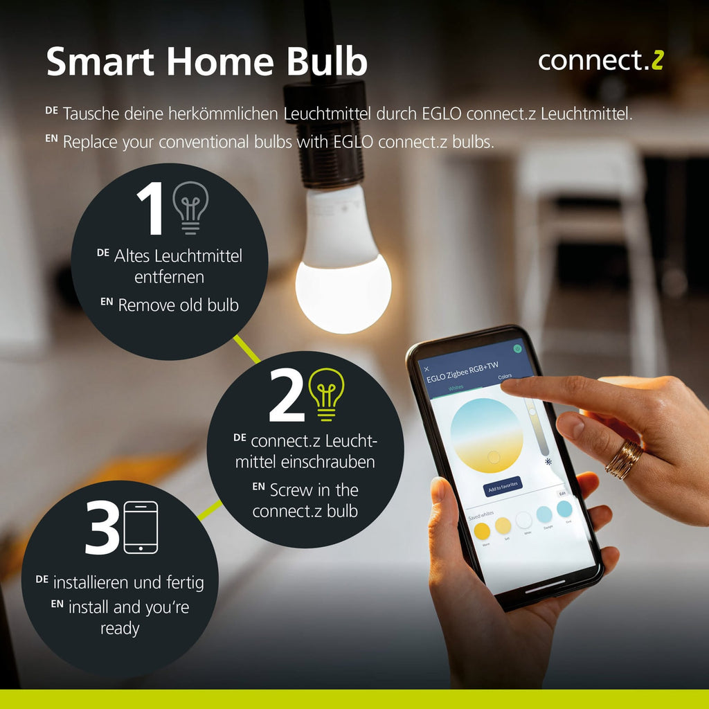 LED-globepære E27 G95 smart filament 6W 2700K klar utsikt