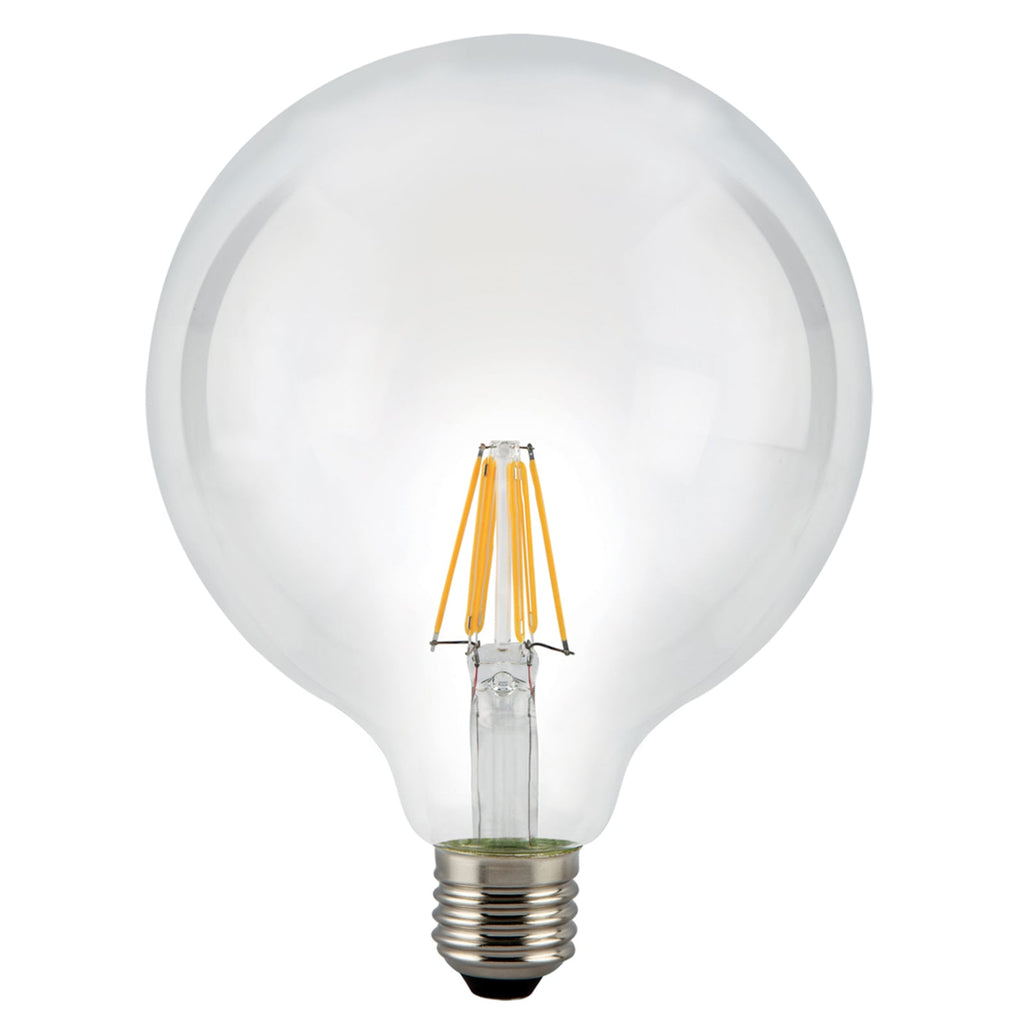 LED globepære filament E27 8W 2700K klar Ø12,5 cm forfra