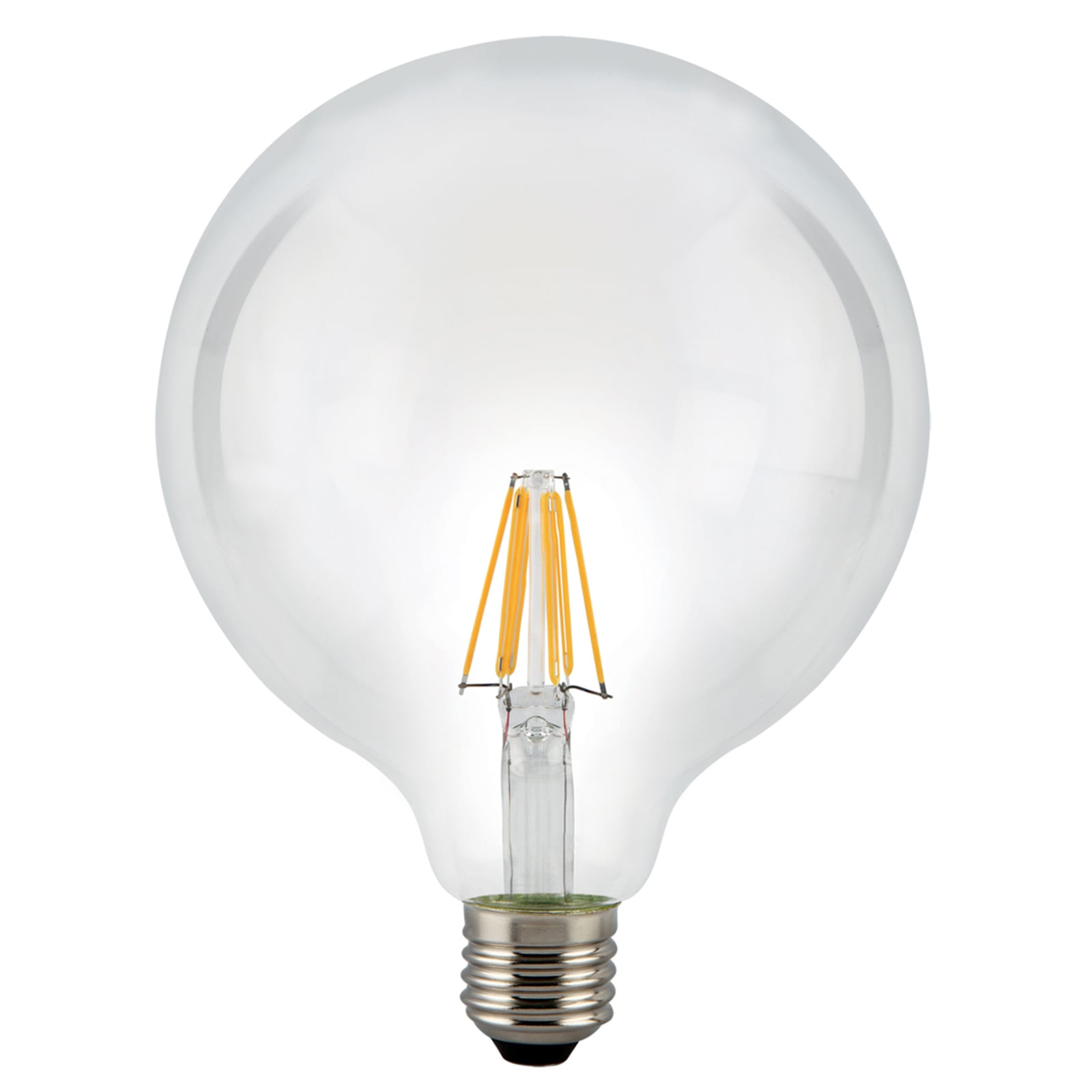 LED globepære filament E27 8W 2700K klar Ø12,5 cm forfra