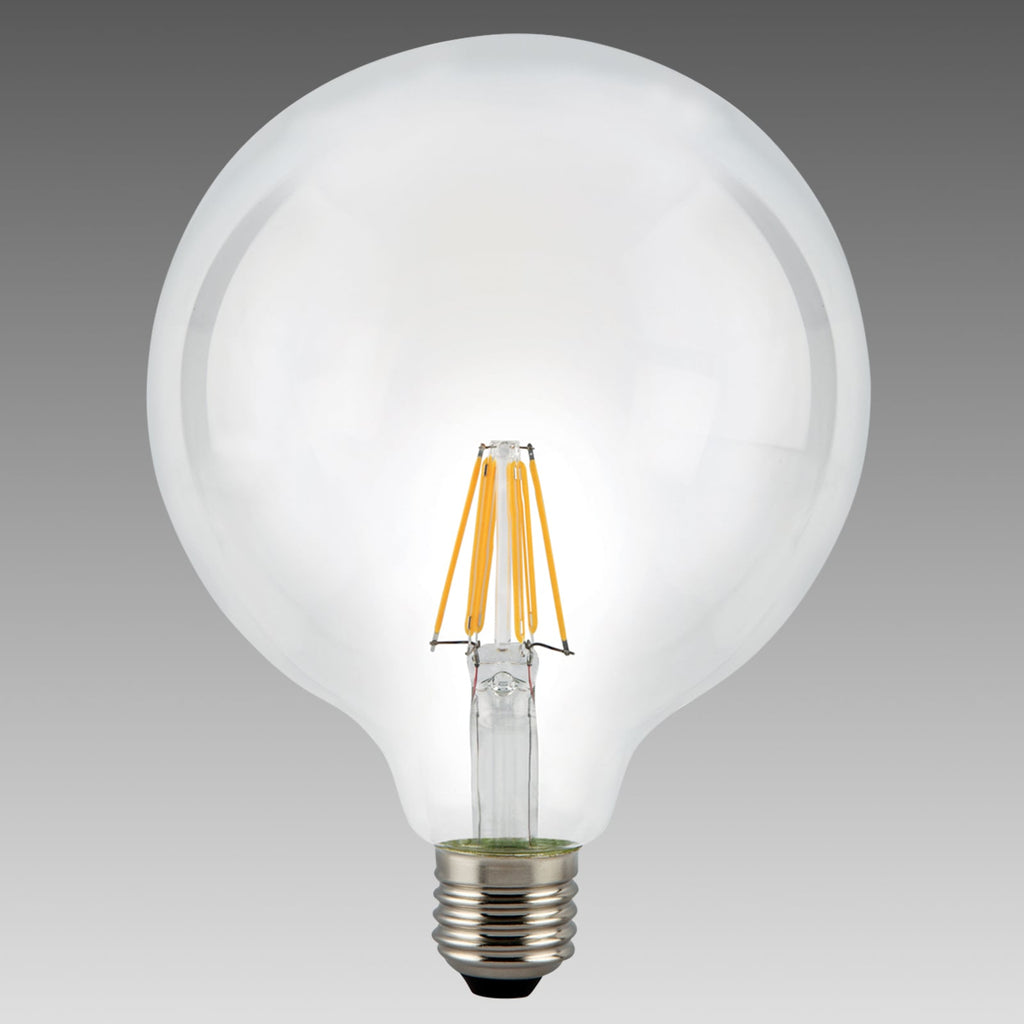 LED globepære filament E27 8W 2700K klar Ø12,5 cm detalj