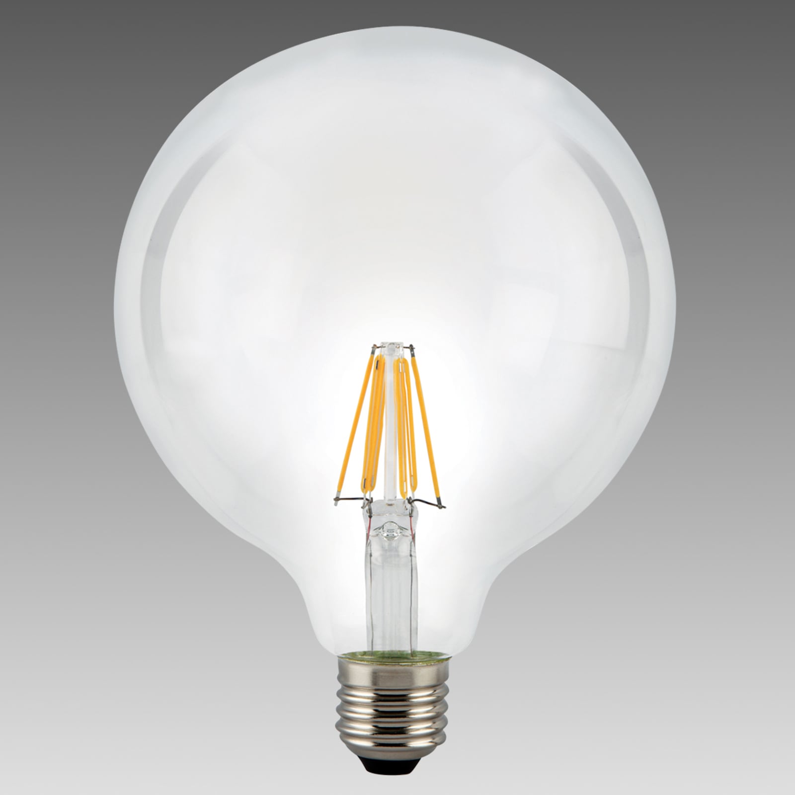LED globepære filament E27 8W 2700K klar Ø12,5 cm detalj