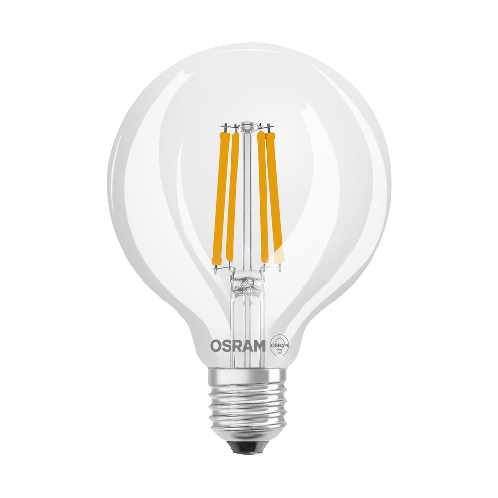 LED globepære filament G95 E27 3,8W 2700K klar OSRAM forfra