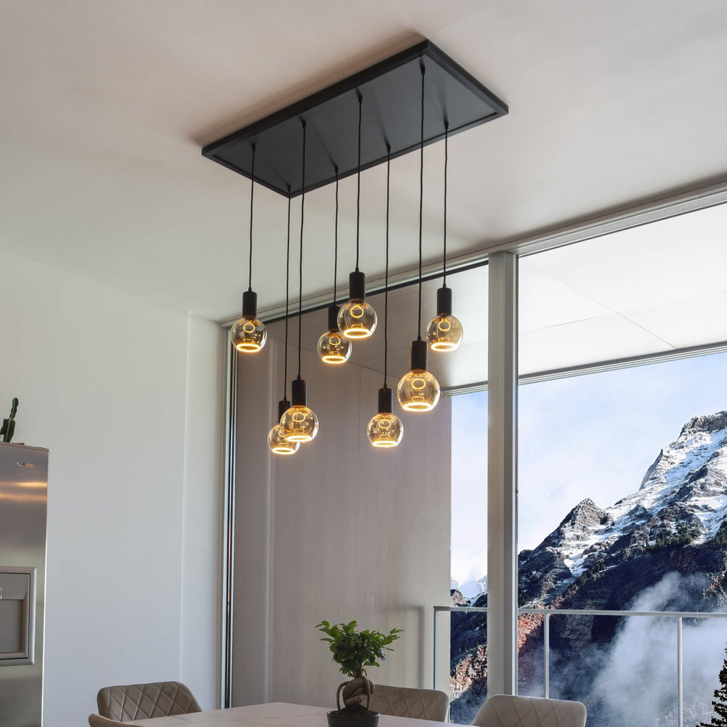 LED globepære G125 E27 6W 1900K røykgrå åpent glass bakside