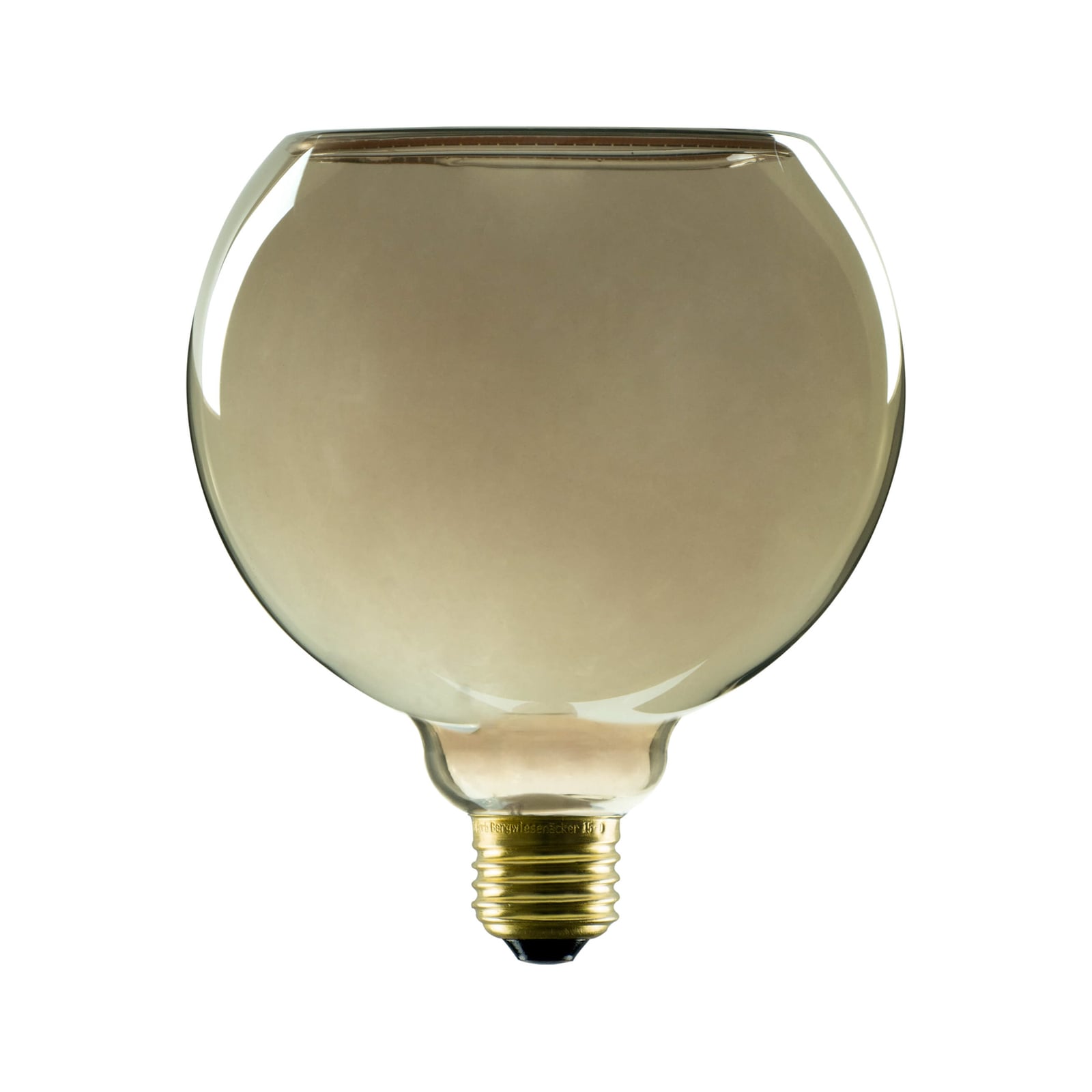 LED globepære G150 E27 6W 1900K røykgrå dimbar forfra