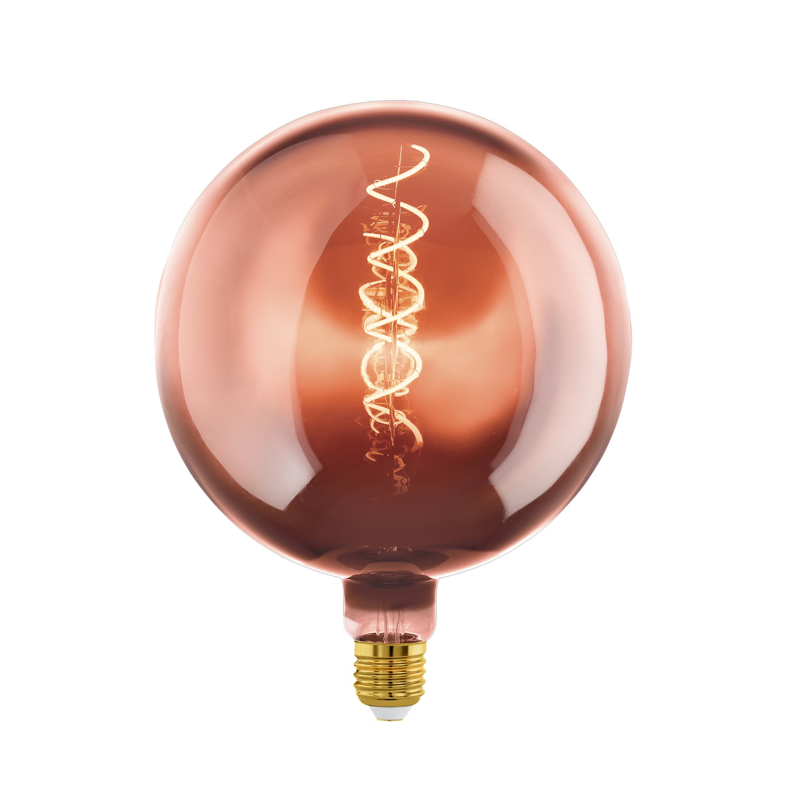 LED globepære G200 E27 4W 1600K filament dimbar kobber forfra