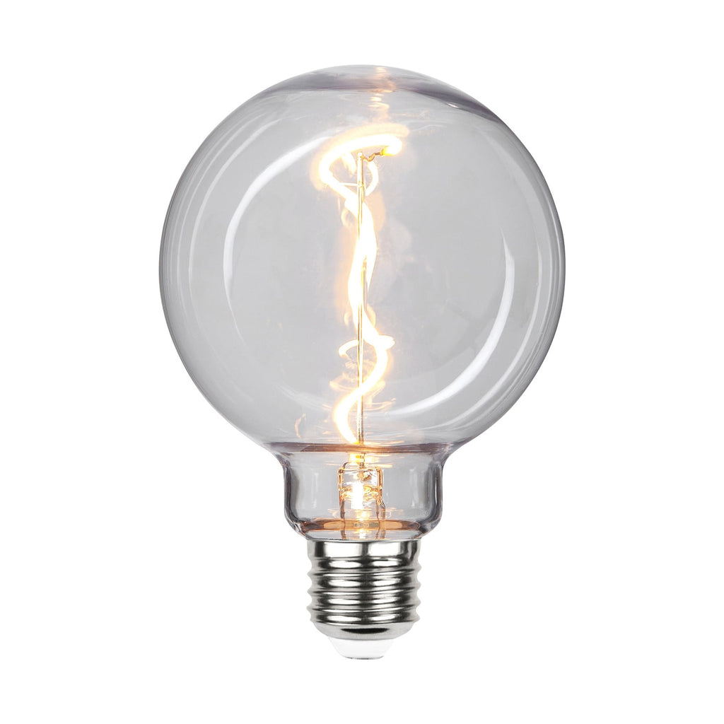 Montert LED globepære G95 E27 1W 2200K filament klar - STAR TRADING i lampe
