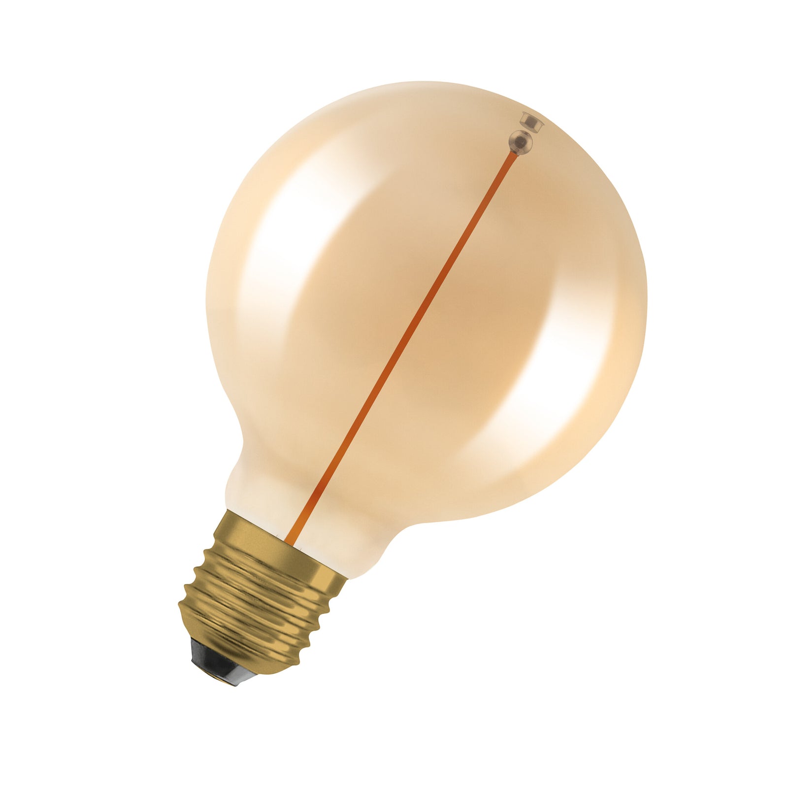 LED globepære G95 E27 2,2W 2700K gull filament OSRAM forfra