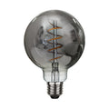 LED globepære G95 E27 2W 2100K dimbar røykgrå spiral forfra