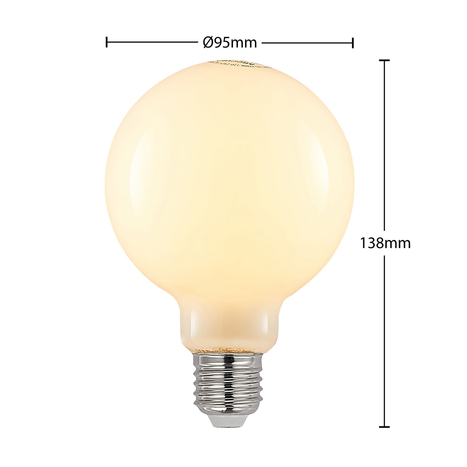 LED globepære G95 E27 8W 2700K dimbar opal bakside