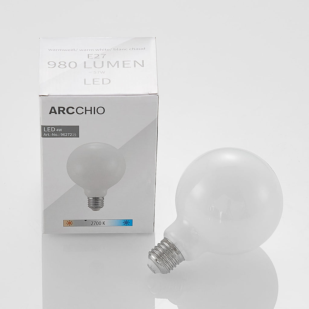 LED globepære G95 E27 8W 2700K dimbar opal montert