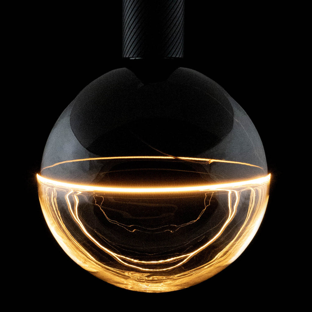 LED-globepære Illusion E27 G190 klar/svart nærbilde av glasskolben