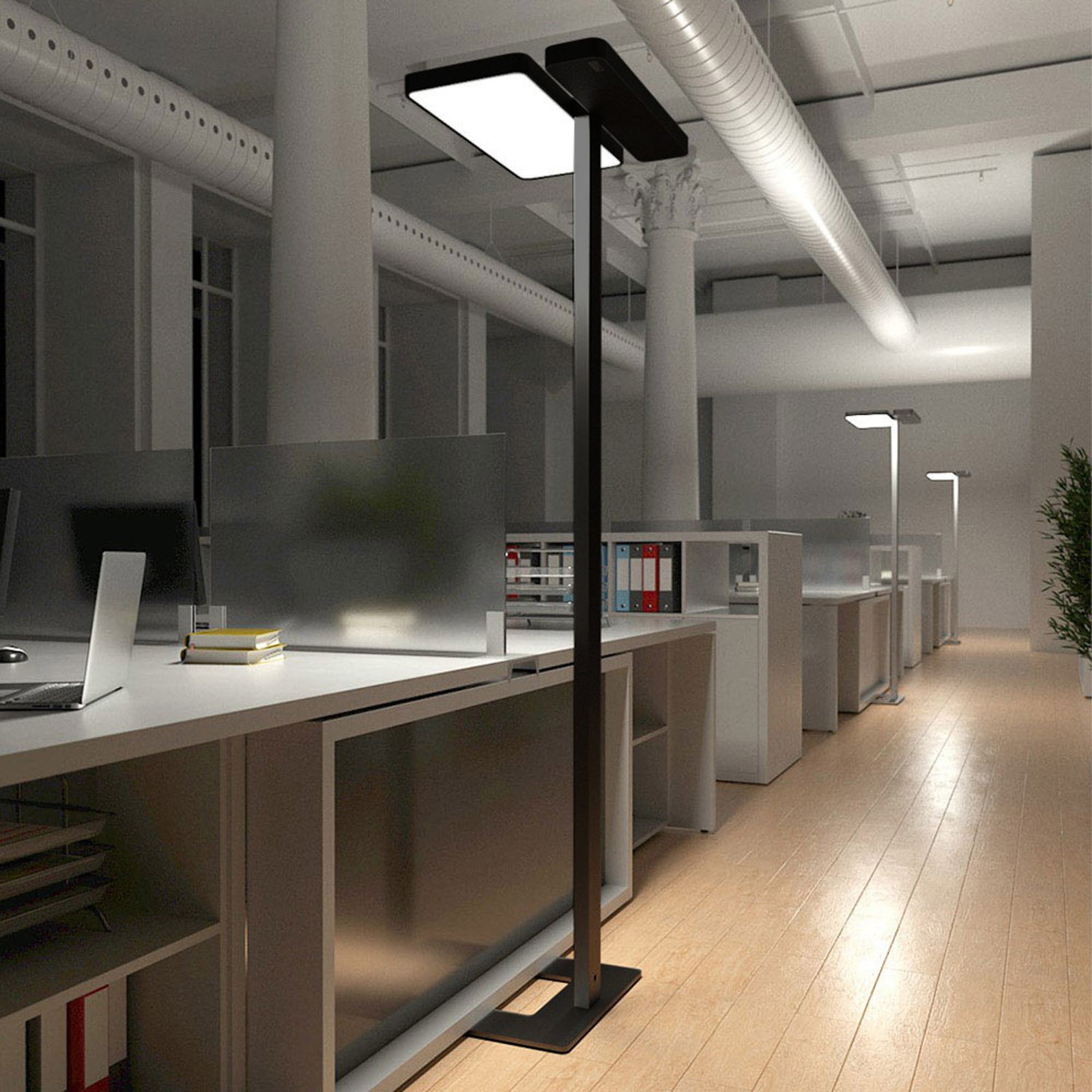 LED-gulvlampe Aila dimbar CCT med bevegelsessensor svart bakside