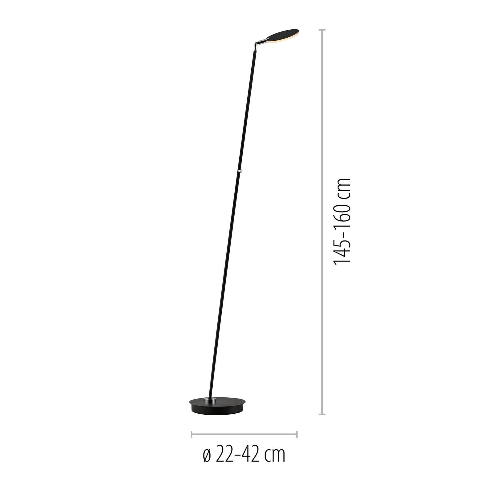 LED gulvlampe Akku-Bente dimbar svart CCT USB-C Paul Neuhaus detalj