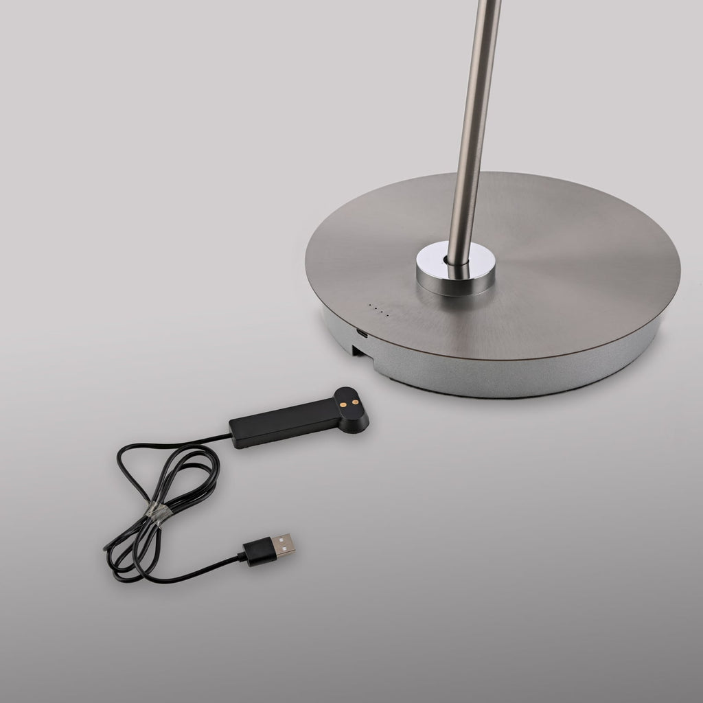LED gulvlampe Akku-Bente oppladbar grå CCT USB-C tastdimmer