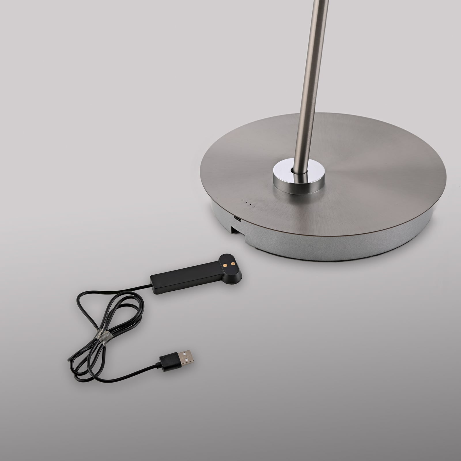 LED gulvlampe Akku-Bente oppladbar grå CCT USB-C tastdimmer