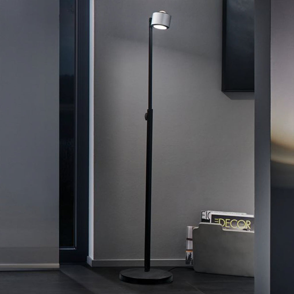 LED-gulvlampe Aldan dimbar høydejusterbar svart aluminium bakside
