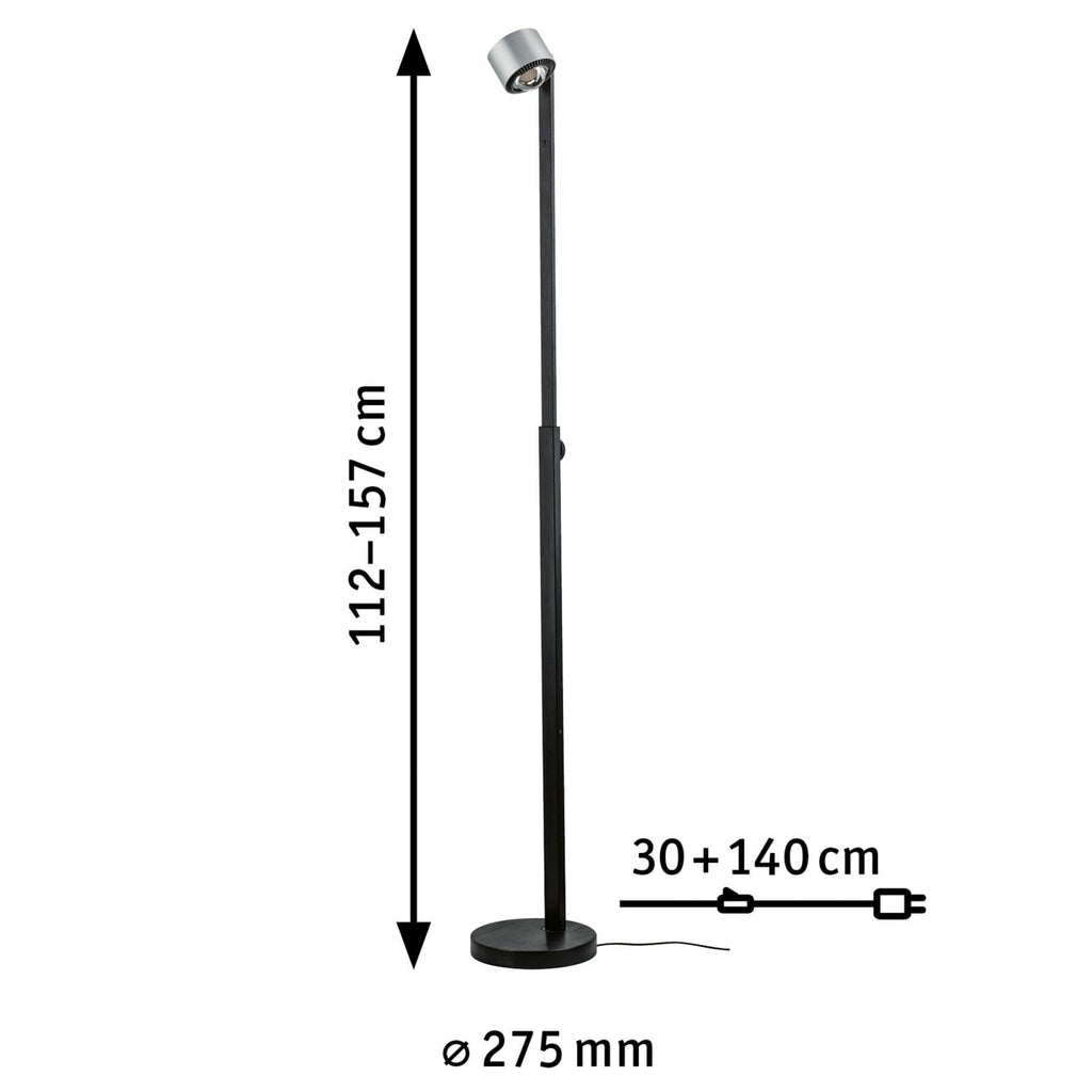 LED-gulvlampe Aldan dimbar høydejusterbar svart aluminium LED-lyskilde