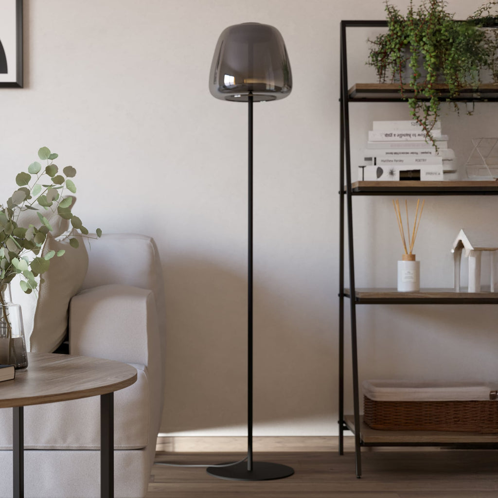 LED gulvlampe Alfero-Z svart krom glass RGB CCT dimbar bakside