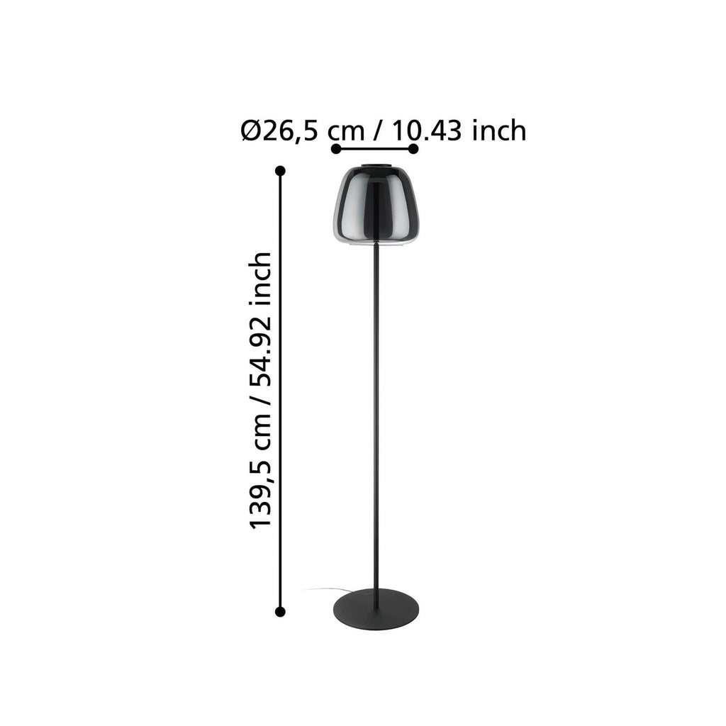 LED gulvlampe Alfero-Z svart krom glass RGB CCT dimbar detalj av skjerm