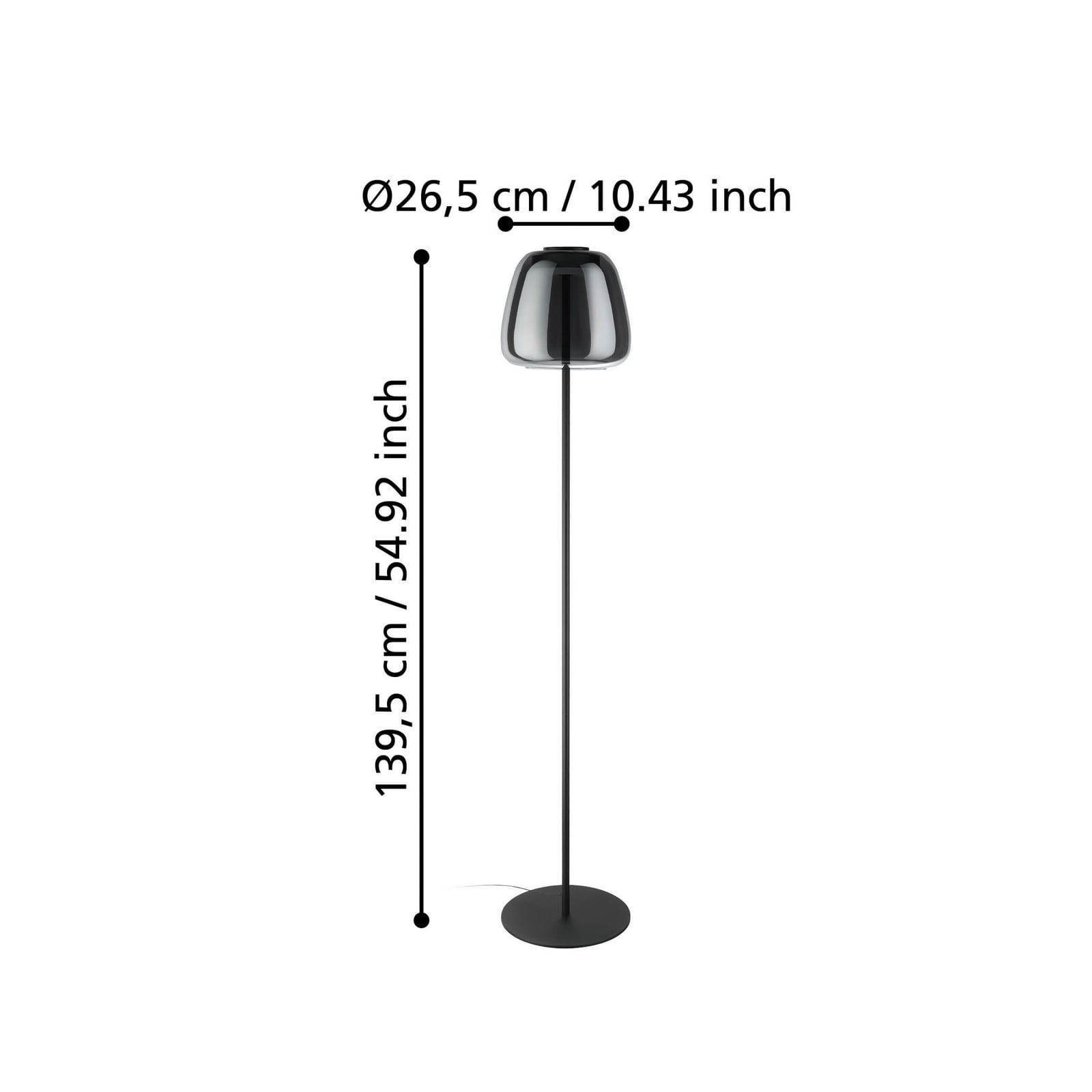 LED gulvlampe Alfero-Z svart krom glass RGB CCT dimbar detalj av skjerm
