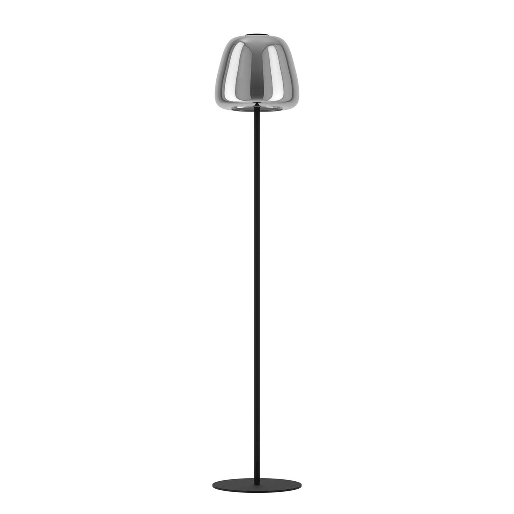 LED gulvlampe Alfero-Z svart krom glass RGB CCT dimbar montert i rom