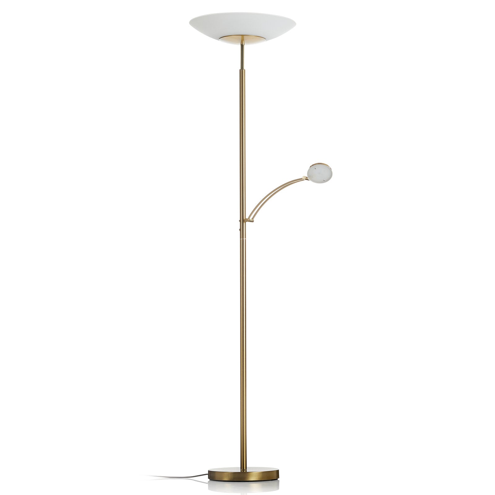 LED gulvlampe Alfred dimbar messing matt montert i stue