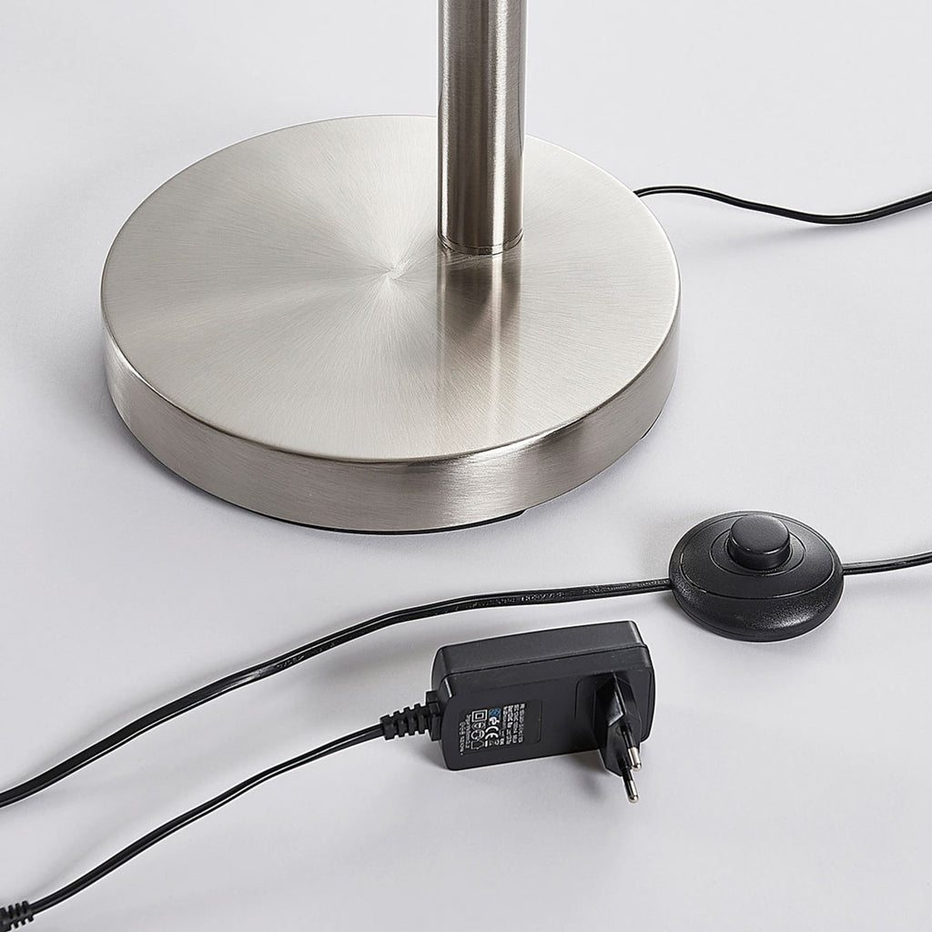 LED gulvlampe Anea 3-lys matt nikkel glass helhetsbilde