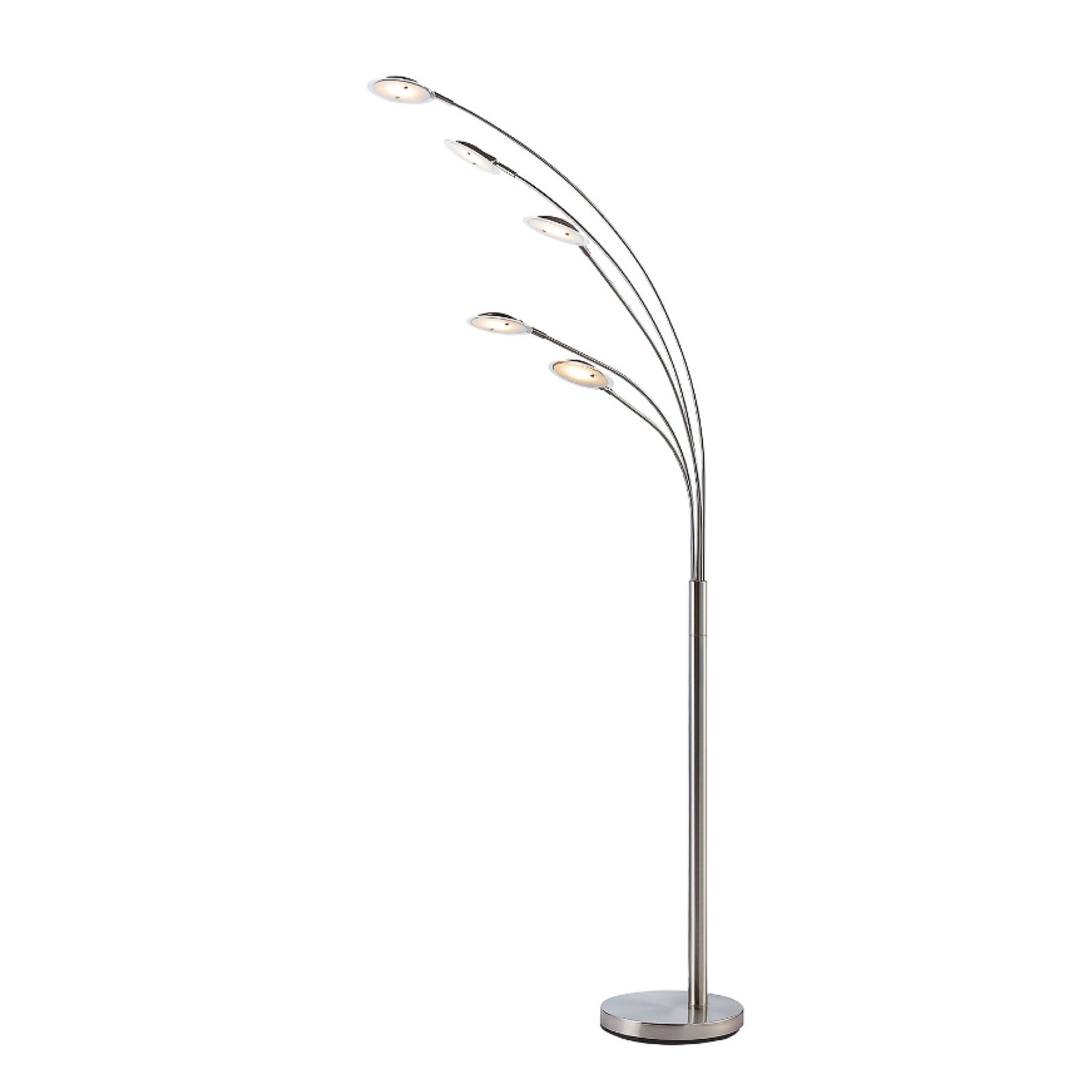 LED gulvlampe Anea 5-lys matt nikkel glass detalj av lampeskjerm