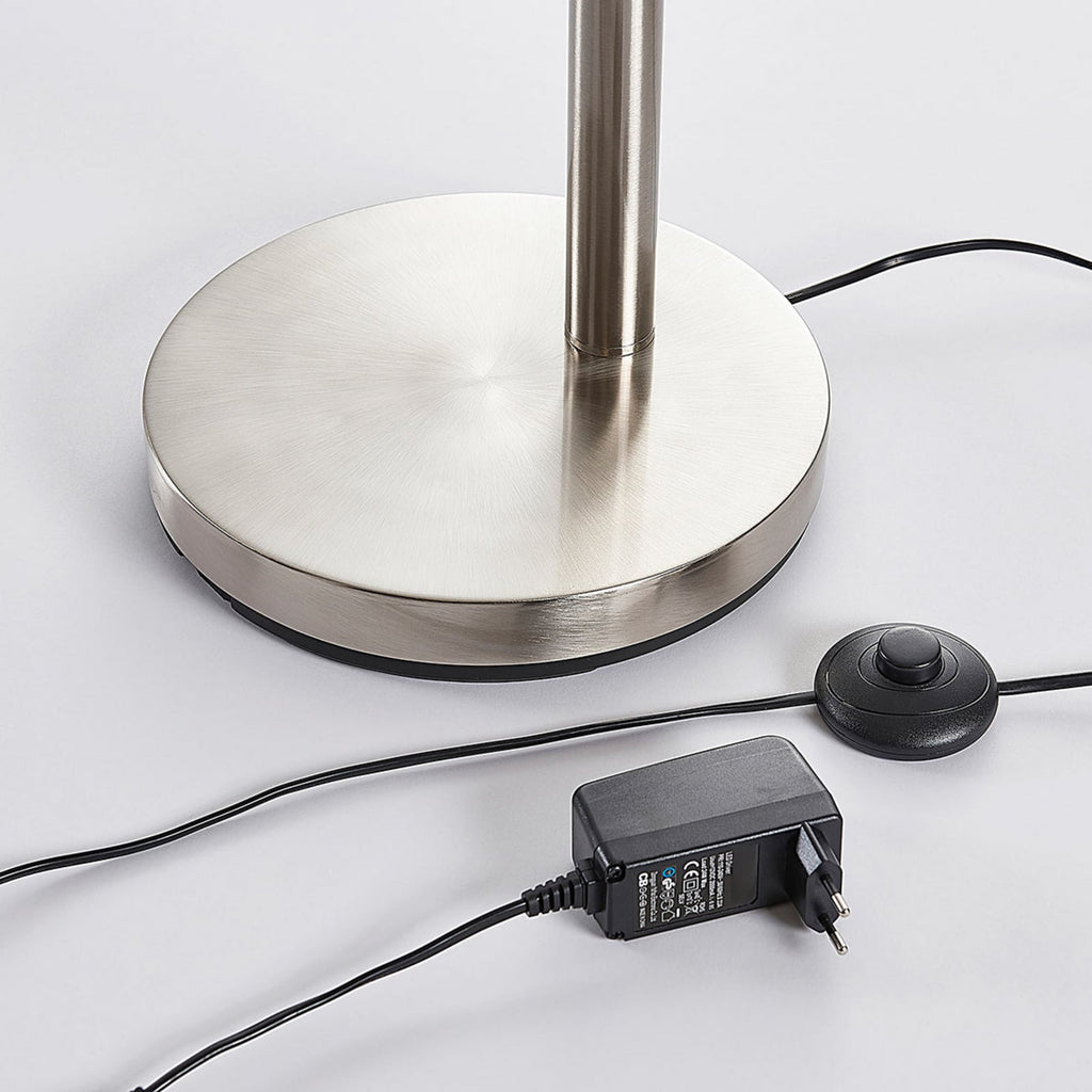 LED gulvlampe Anea 5-lys matt nikkel glass oversikt fra oven