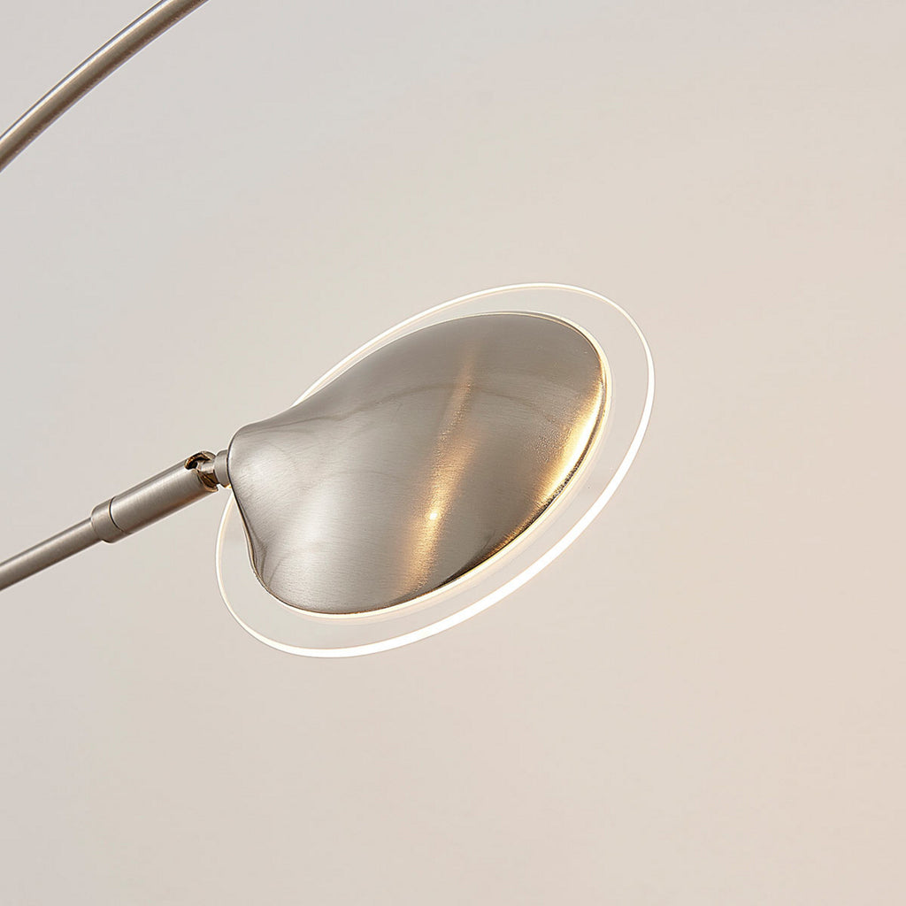 LED gulvlampe Anea 5-lys matt nikkel glass sideprofil