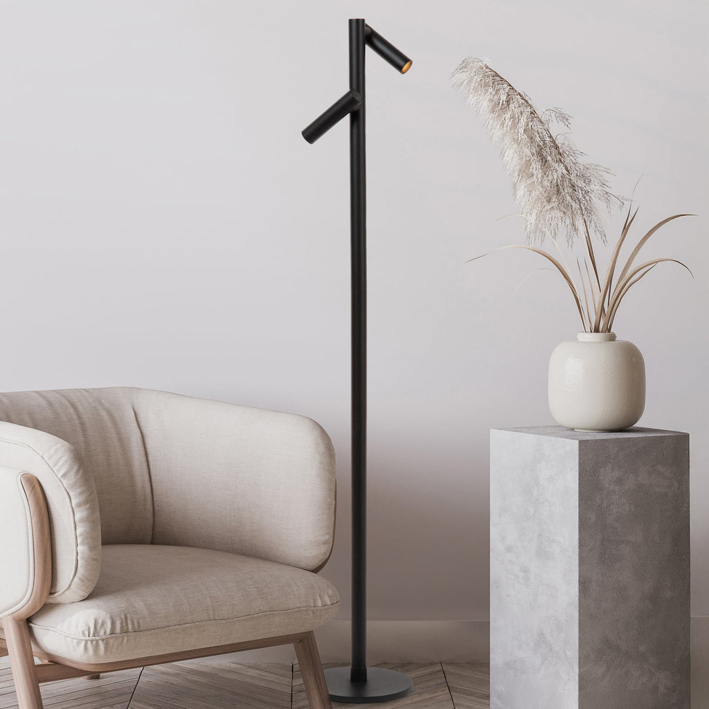 LED gulvlampe Antrim oppladbar svart forfra