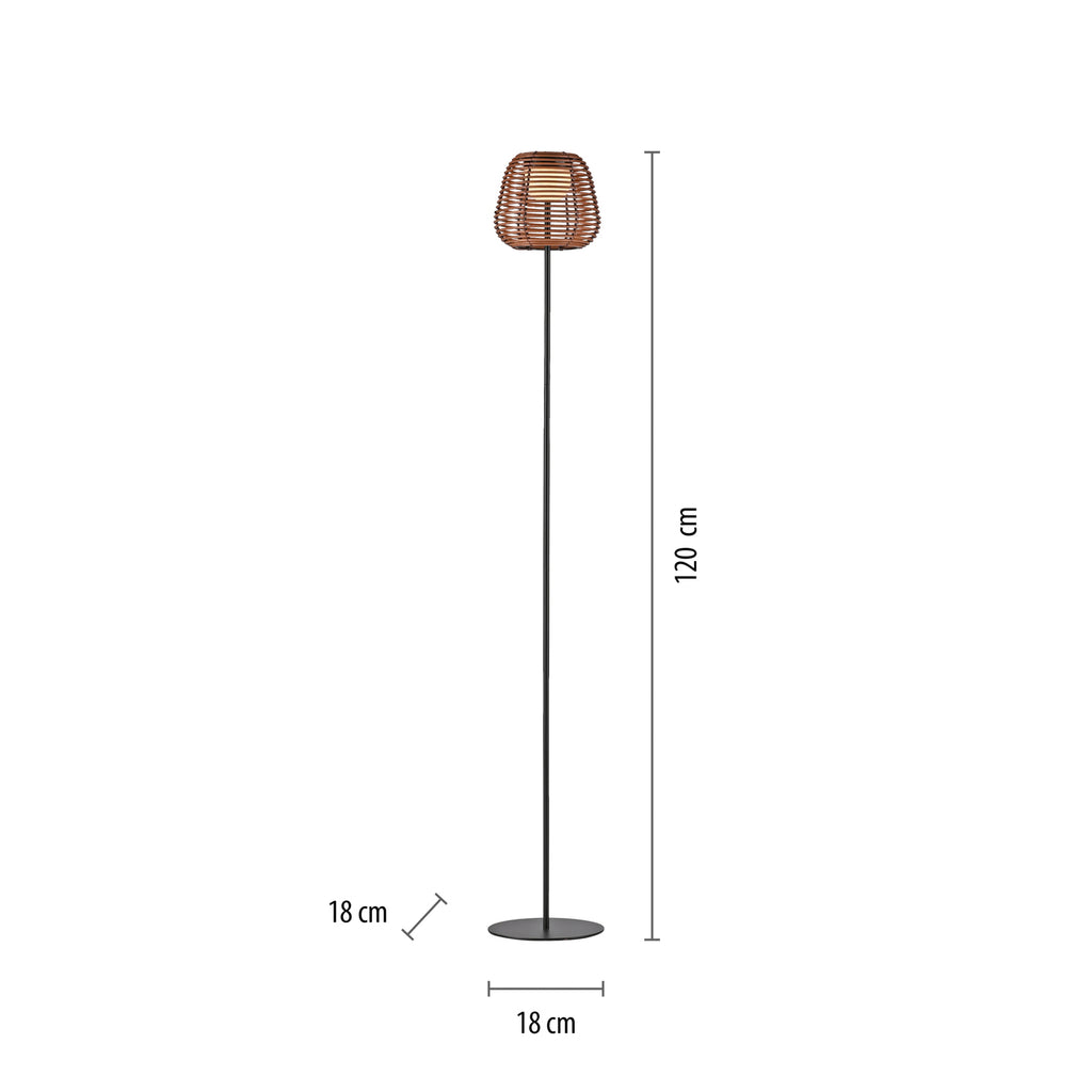 LED gulvlampe Askia oppladbar rotting dimbar IP54 detalj av lampe