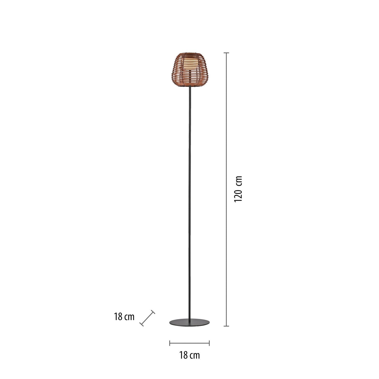 LED gulvlampe Askia oppladbar rotting dimbar IP54 detalj av lampe