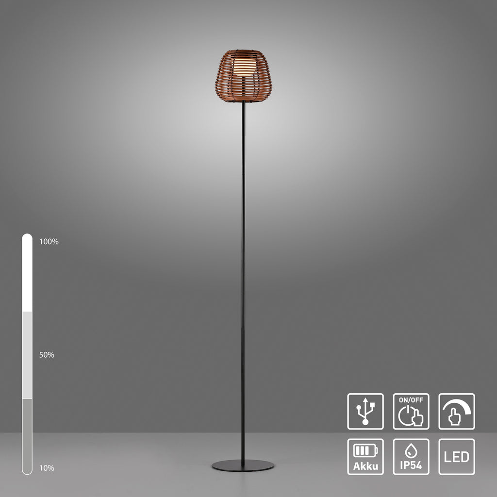 LED gulvlampe Askia oppladbar rotting dimbar IP54 sideprofil