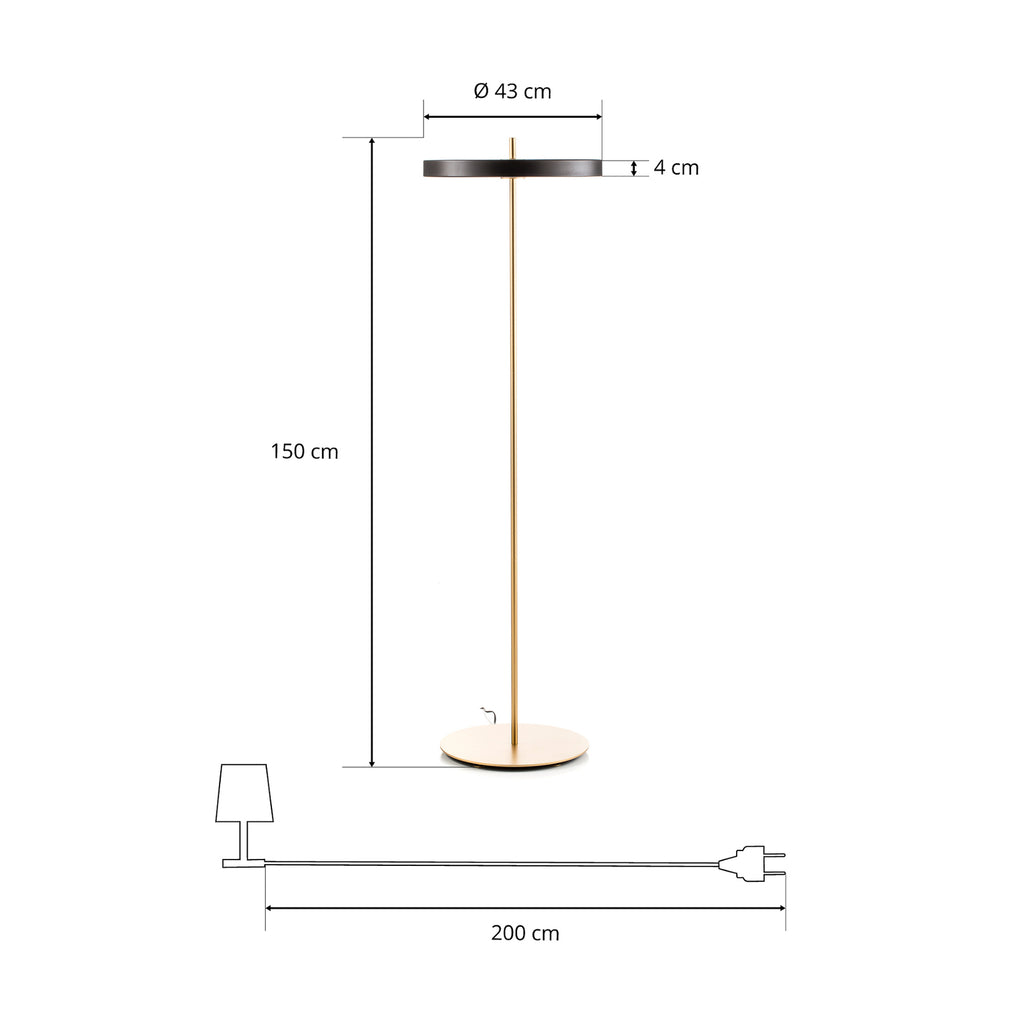 LED gulvlampe Asteria floor dimbar svart Ø43 cm sett fra siden