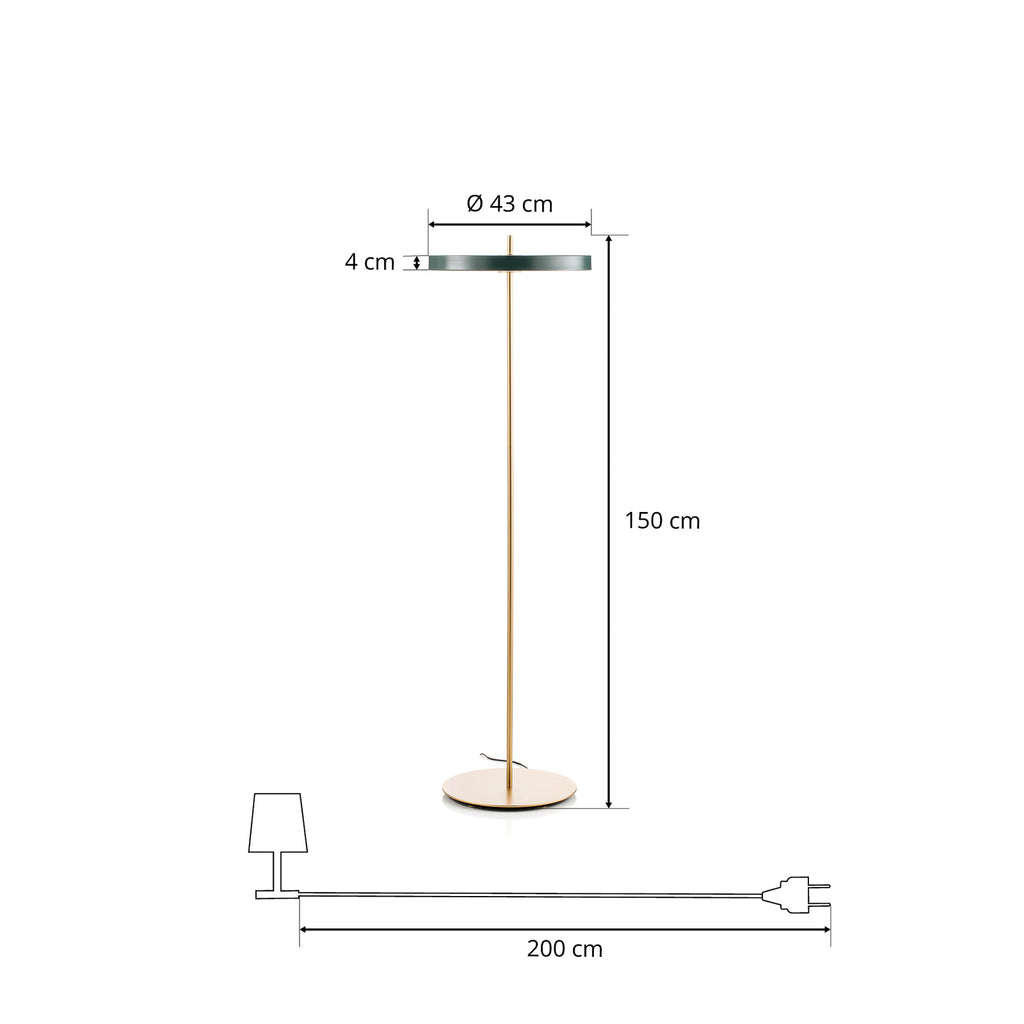 LED gulvlampe Asteria Floor skoggrønn dimbar med kabel