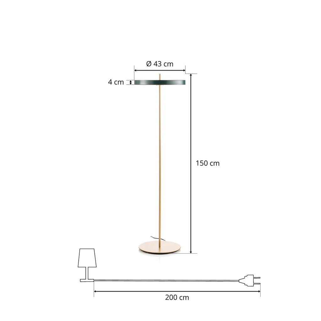 LED gulvlampe Asteria Floor skoggrønn dimbar med kabel