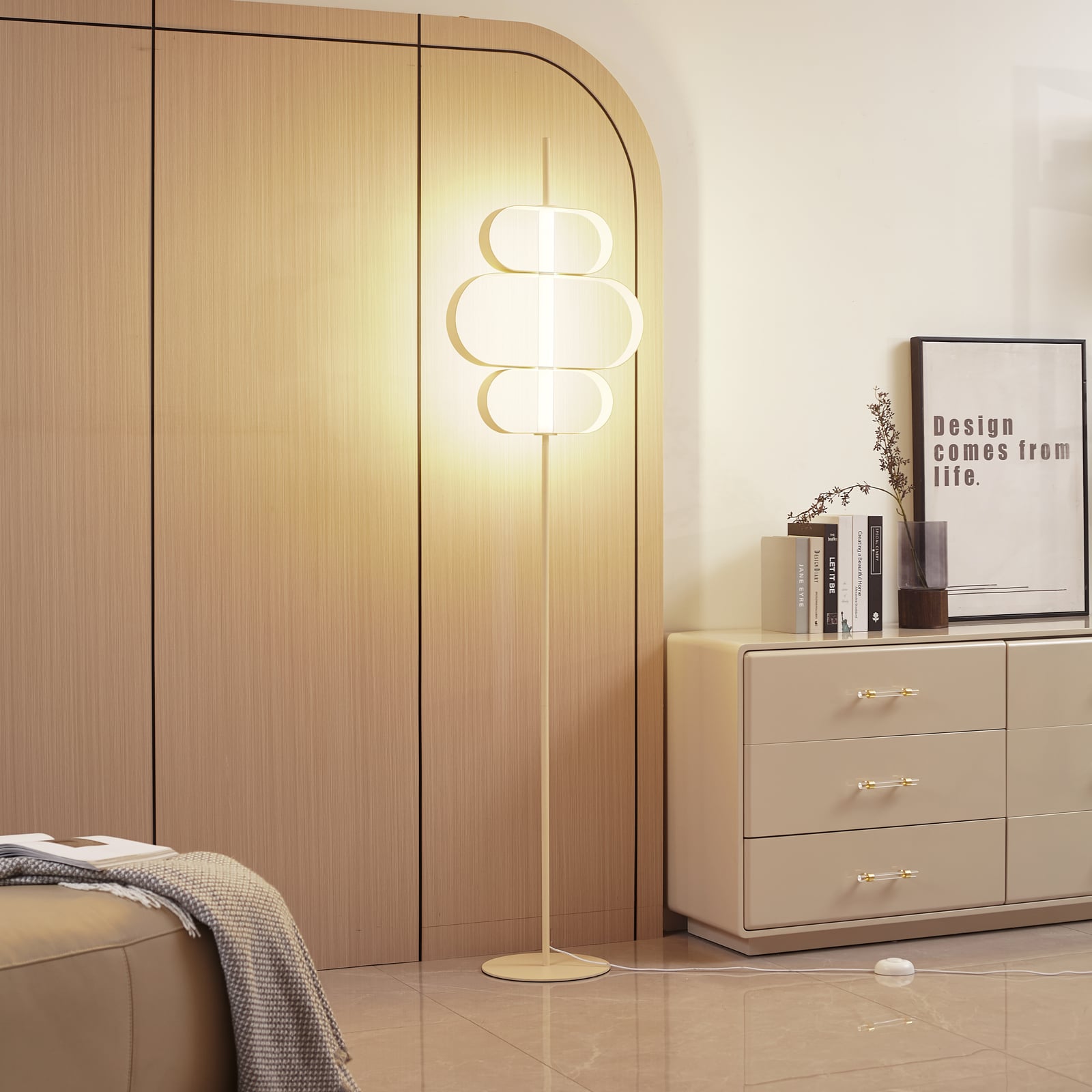 LED gulvlampe Audrina beige metall bakside