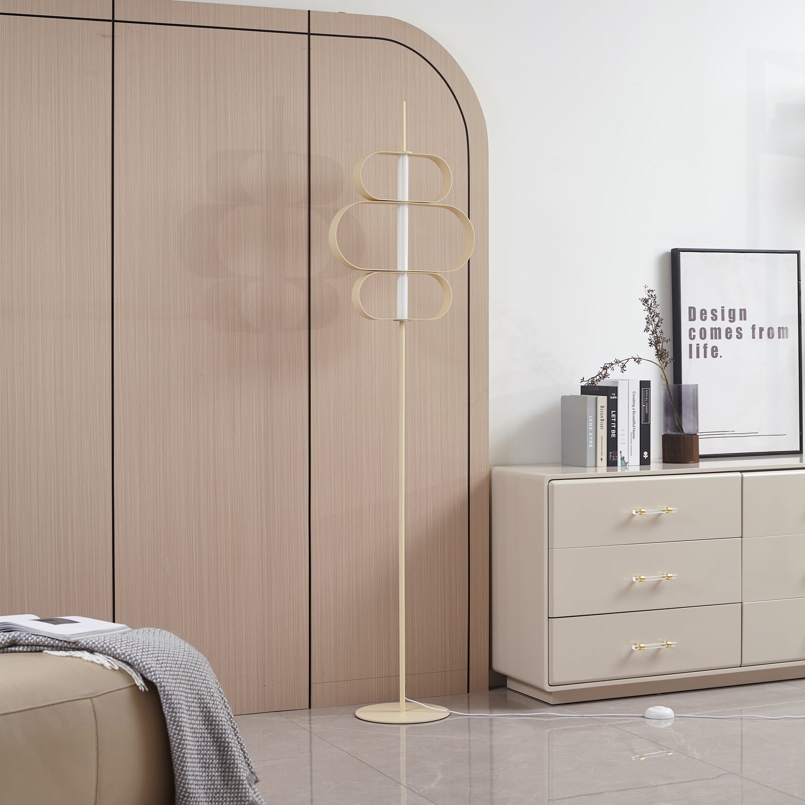 Detalj av LED gulvlampe Audrina beige metall