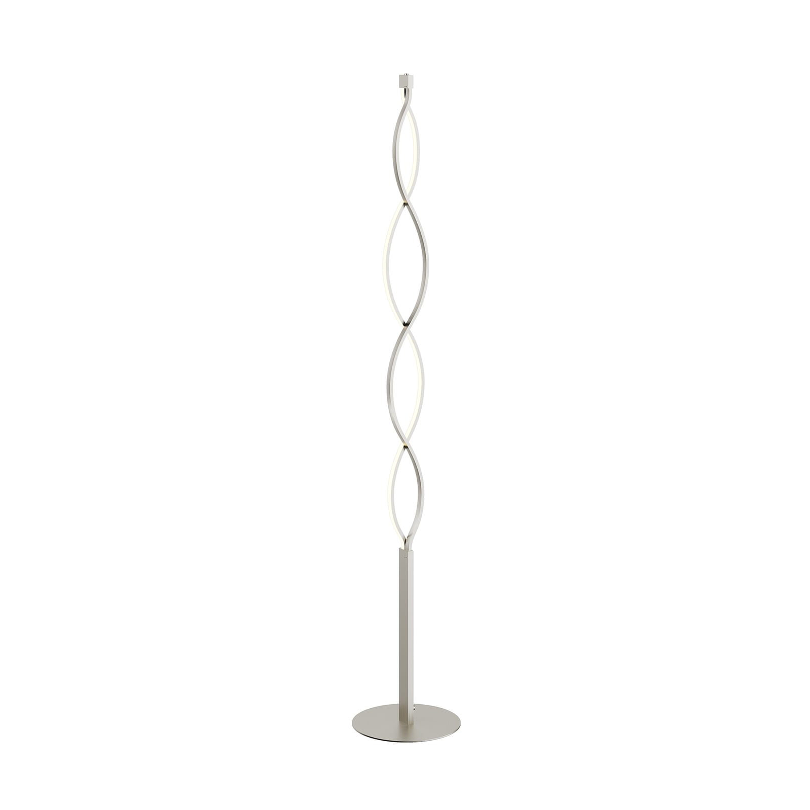 LED gulvlampe Auron nikkel bølgeformet dimbar 150 cm sideprofil