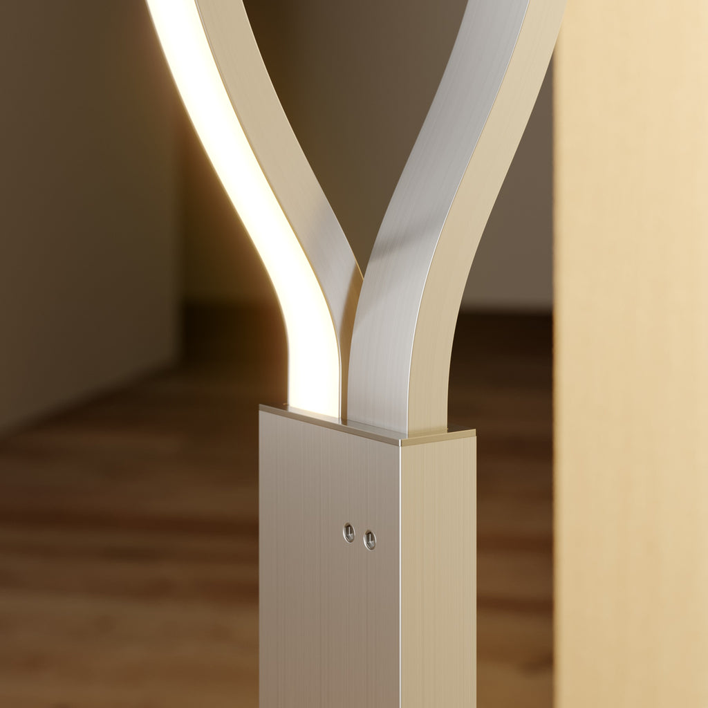 LED gulvlampe Auron nikkel bølgeformet dimbar 150 cm helhetsbilde