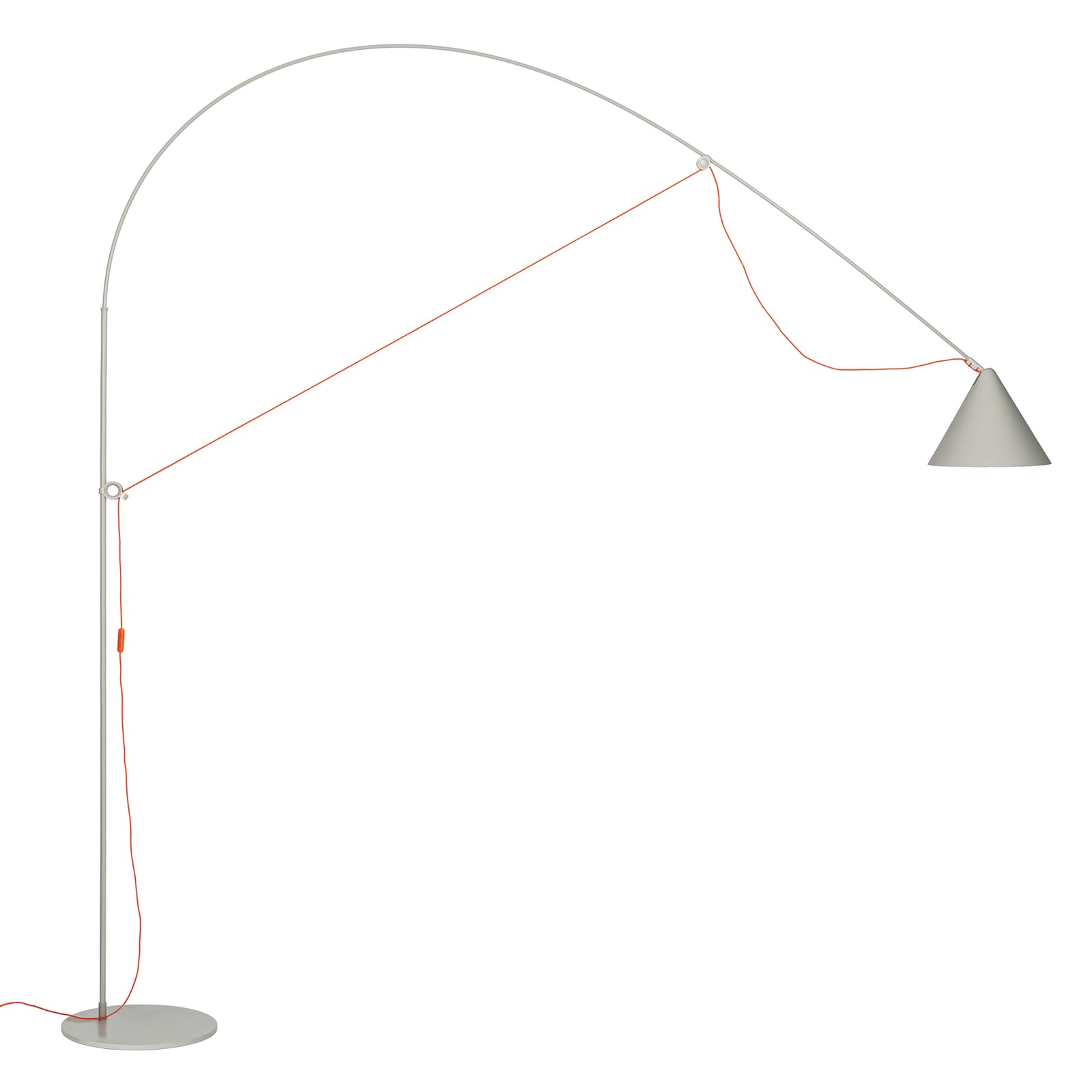 LED gulvlampe AYNO XL bue dimbar grå/oransje forfra