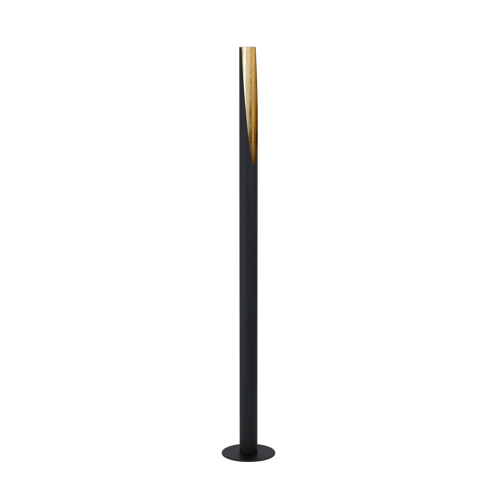 LED gulvlampe Barbotto svart/gull montert i stue
