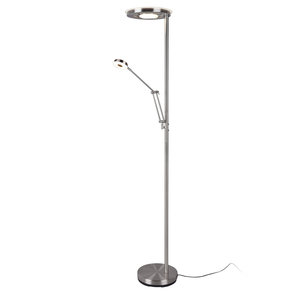 LED gulvlampe Barrie med leselys dimbar matt nikkel front