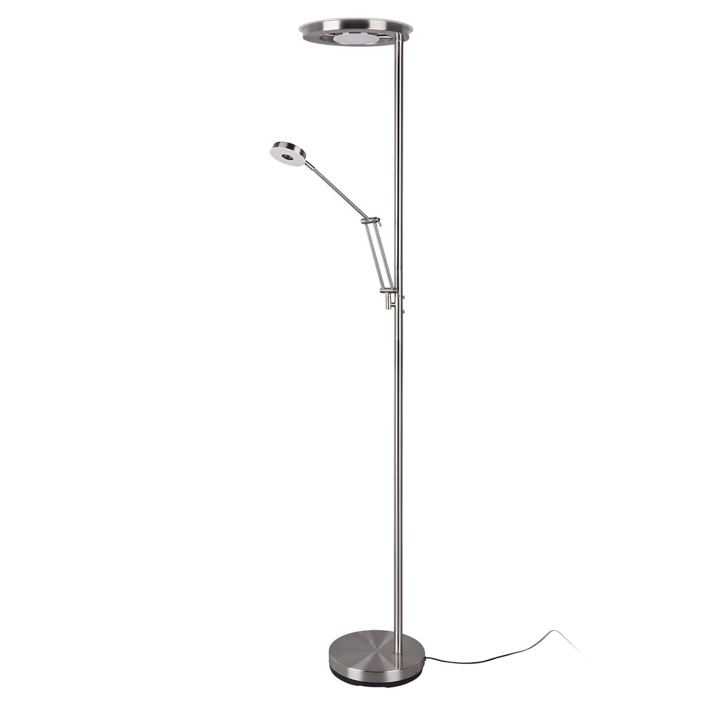LED gulvlampe Barrie med leselys dimbar matt nikkel bakside