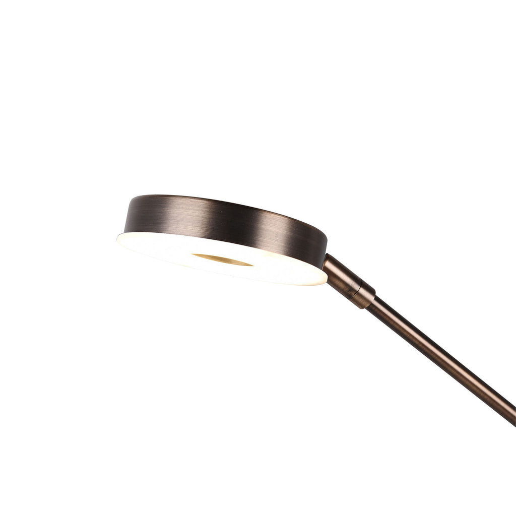 LED gulvlampe Barrie med leselys antikk messing dimbar CCT leselys detalj