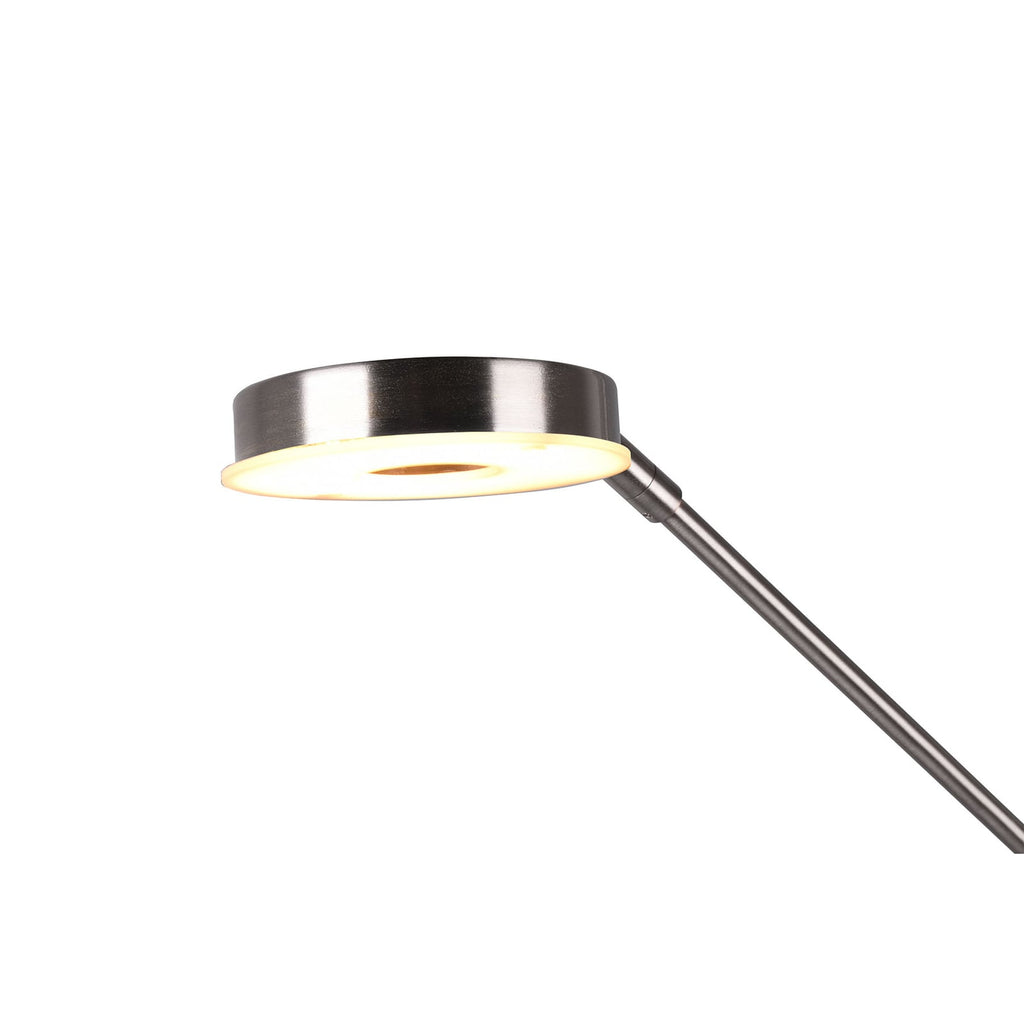 LED gulvlampe Barrie med leselys dimbar matt nikkel fra siden